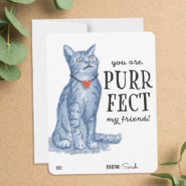 Du är "perfekt" Pun Valentine Grått Kattunge Julkort