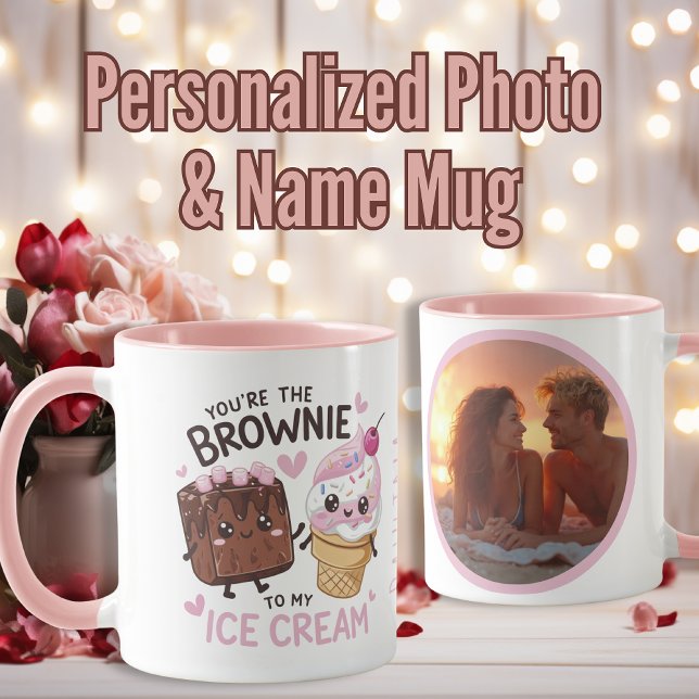 "Du är Personligen för att bläddra i min iskram" Mugg (“You Are the Brownie of My Ice Cream” Personalized Mug)