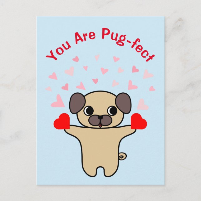 Du Är Pugglelig Mops Helg Vykort (Framsida)