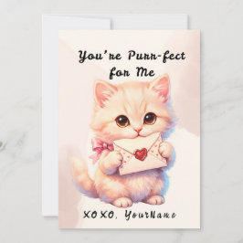 Du är Purr-fekt för mig Katt Valentine Platt Kort