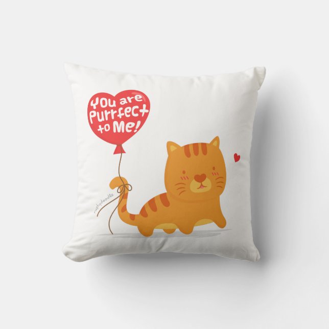 Du Är Purrfekt För Mig Romantisk Katt Puns Kudde (Framsida)