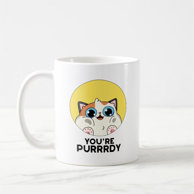 Du är Purrrdy Funny Cat Pun Kaffemugg (Vänster)