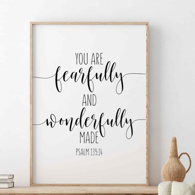 Du är rädd och underlig, psalm 139:14 poster (Skapare uppladdad)