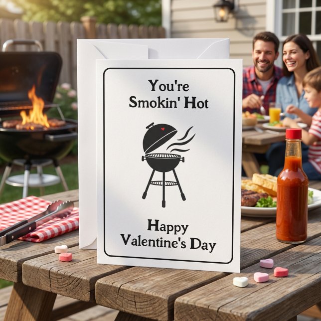 Du är Rökens Hett! Lönsam BBQ Valentindag Inbjudningar (You're Smokin' Hot Funny BBQ Valentine’s Day Card)
