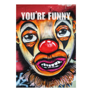 Du är rolig.. färgfull clown med ledsen ögon. fototryck