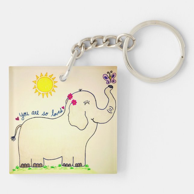 "Du är så älskad" Elephant Keychain (Baksidan)