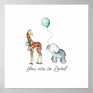 Du är så älskad Elephant och Giraffe Poster