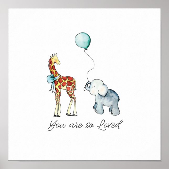 Du är så älskad Elephant och Giraffe Poster (Framsidan)