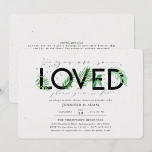 Du är så älskad i en tropisk adoptionsbabyskabruk inbjudningar