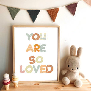 Du är så älskad Rainbow Baby Nursery Poster