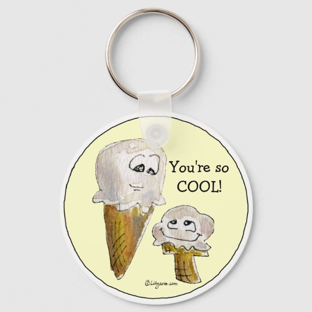Du är så COOLA Ice Cream Ansikte Keychain Nyckelring (Framsida)