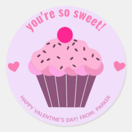 Du är så söt - Cute Cupcoa Classroom Valentine Runt Klistermärke