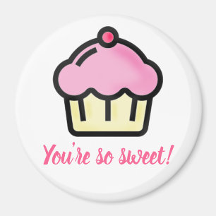 Du är så söt! Rosa muffinvalentin dag Magnet