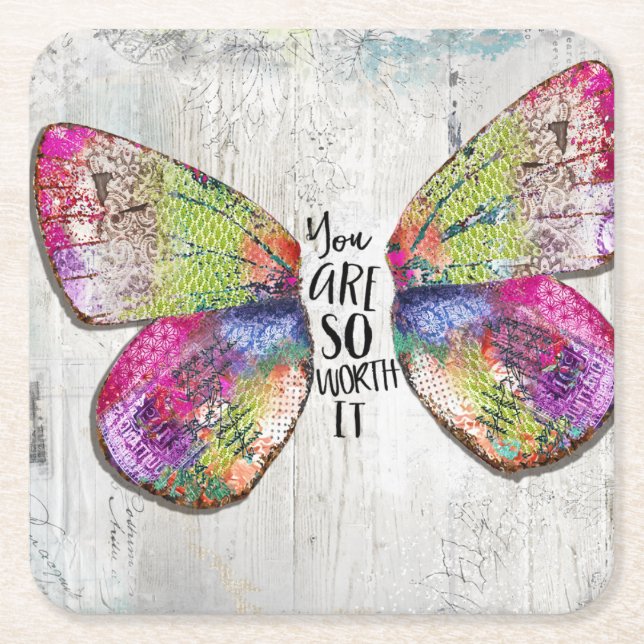 Du är så värd det underlägg papper kvadrat (Framsidan)