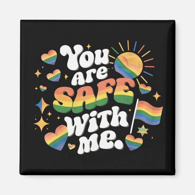 Du är Säker med LGBT Rainbow Gay Magnet (Framsidan)