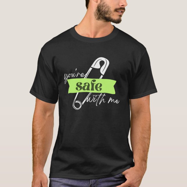 Du är Säker med Mental Health SuppT (PIN PIN Menta T Shirt (Framsida)