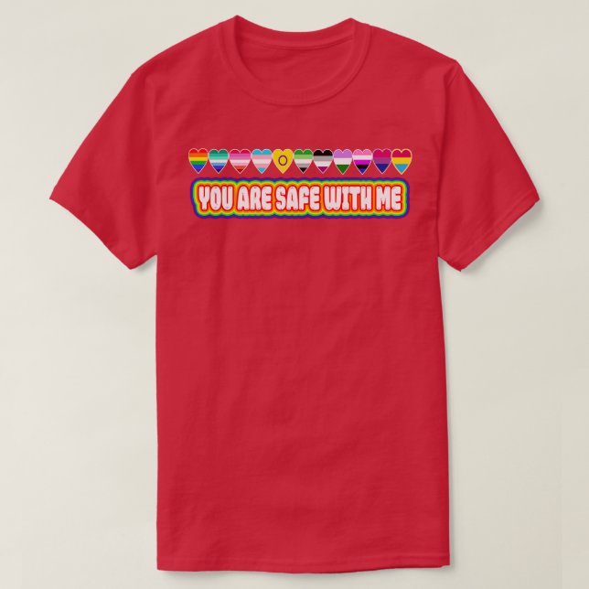 Du är Säker med mig HBT-vänliga regnbåge T Shirt (Design framsida)