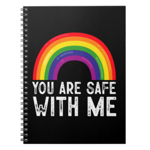 Du Är Säker Med Mig LGBTQ Pride Månad Regnbåge Anteckningsbok