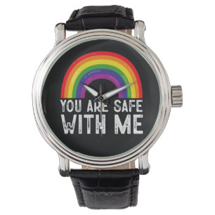 Du Är Säker Med Mig LGBTQ Pride Månad Regnbåge Armbandsur