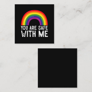 Du Är Säker Med Mig LGBTQ Pride Månad Regnbåge Fyrkantigt Visitkort
