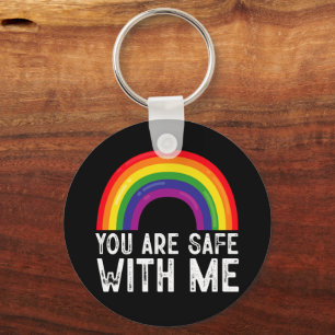 Du Är Säker Med Mig LGBTQ Pride Månad Regnbåge Nyckelring