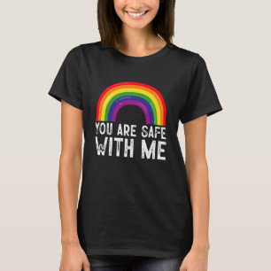 Du Är Säker Med Mig LGBTQ Pride Månad Regnbåge T Shirt