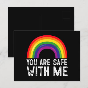Du Är Säker Med Mig LGBTQ Pride Månad Regnbåge Vykort