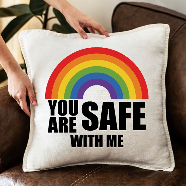 Du är Säker med mitt Pride för HBTTQ-regnbåge Kudde (Skapare uppladdad)