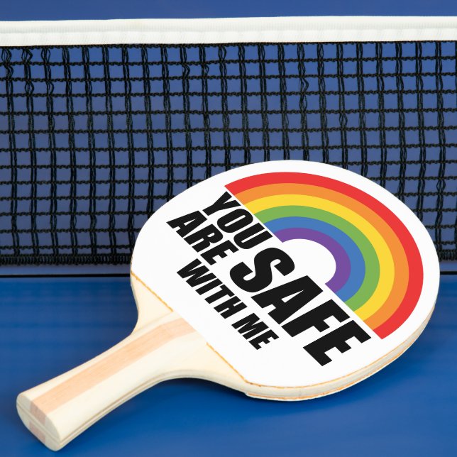 Du är Säker med mitt Pride för HBTTQ-regnbåge Pingisracket (Insitu)