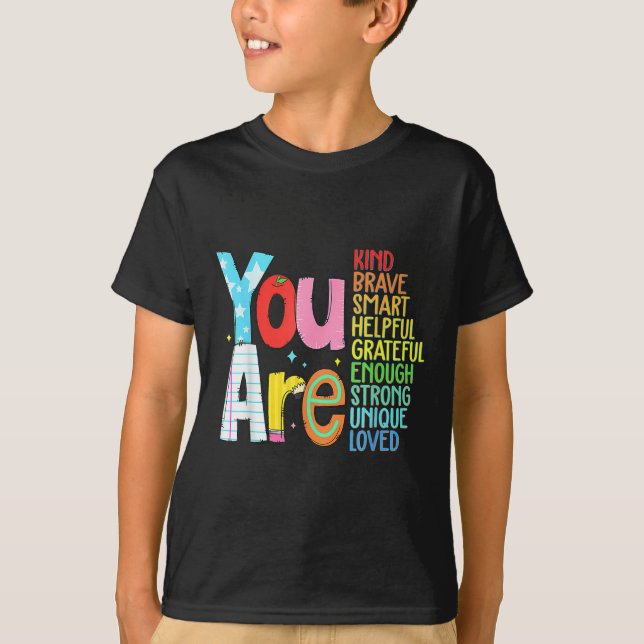 Du Är Smart Modig Stark Snäll Älskad Motivation T Shirt (Framsida)