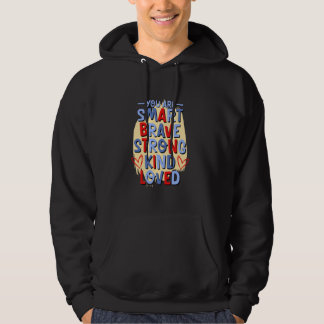 Du är smart och Modig, starkt lottad, motiv Hoodie