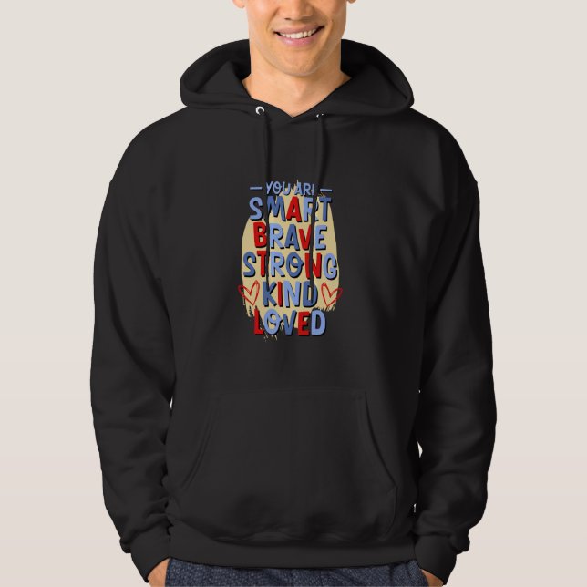 Du är smart och Modig, starkt lottad, motiv Hoodie (Framsida)