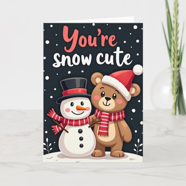 Du är snöll cute Björn Snömannen Kort (Framsida)