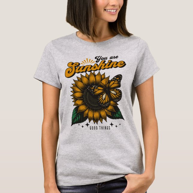 Du Är Solsken - Solros & Fjäril  T Shirt (Framsida)