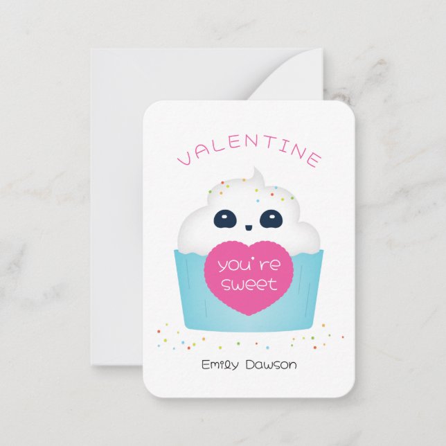 Du är söta Cupcake Klassrumsvalentin Anteckningskort (Framsida)