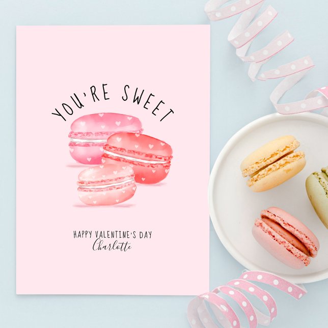 Du är sötad Glad Alla hjärtans dag Macaron Cookies Helgkort (You're Sweet Happy Valentine's Day Macaron Cookies Holiday Card)
