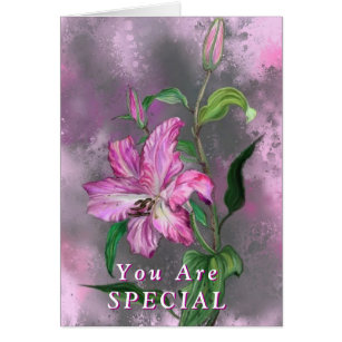 Du är Speciell Card Lila Rosa Lily Flower Hälsningskort
