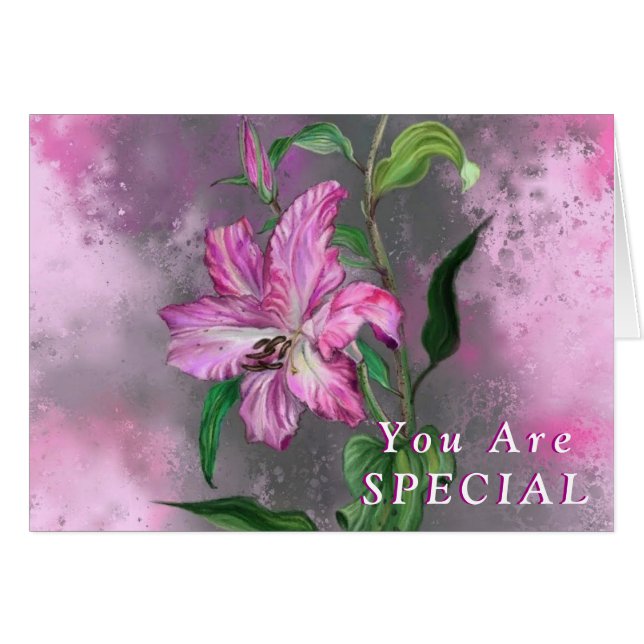 Du är Speciell Card Lila Rosa Lily Flowers Hälsningskort (Framsidan Horizontal)