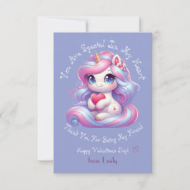 Du är Speciell | Cute Unicorn Valentines day Card Tack Kort