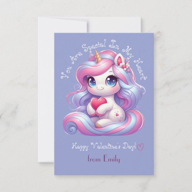 Du är Speciell | Cute Unicorn Valentines day Card Tack Kort (Framsida)