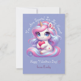 Du är Speciell | Cute Unicorn Valentines day Card Tack Kort