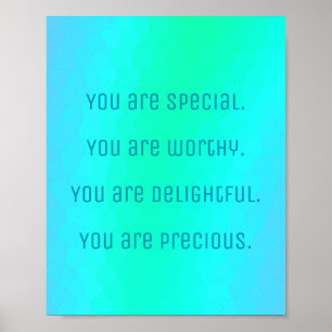 "Du är Speciell" Poster positiva bekräftelser