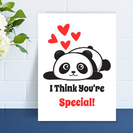 Du är speciell Söt Panda röda hjärtan Utskrivbar Julkort