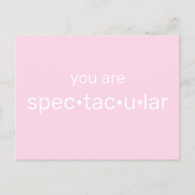 Du är spektakulär, coola fuchsia ljus rosa vit vykort (Framsida)
