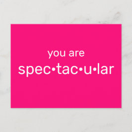 Du är spektakulär shock rosa fuchsia minimalist vykort