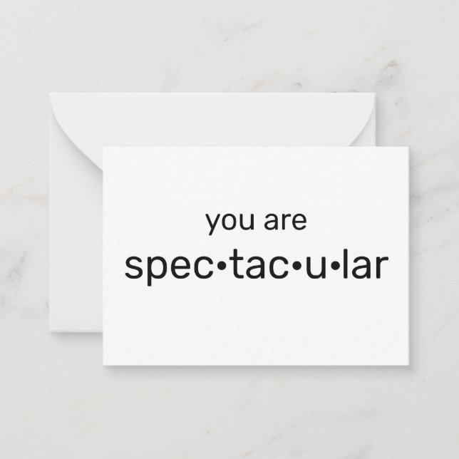 Du är spektakulär, svart coola vit anteckningskort (Framsida)