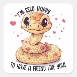 Du är Sso lycklig.. Snake Valentindagen Fyrkantigt Klistermärke
