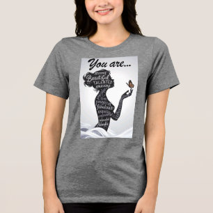 Du Är Stark Vacker Kvinna Silhuett Typografi T Shirt
