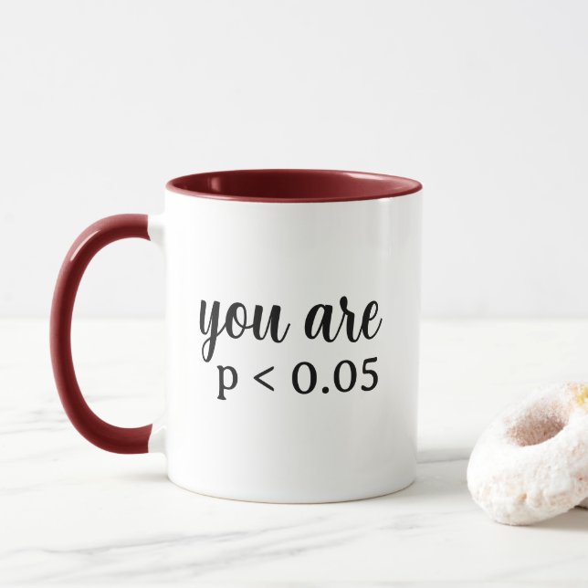 Du är statistiskt signifikant p < 0,05 mugg (Med munk)