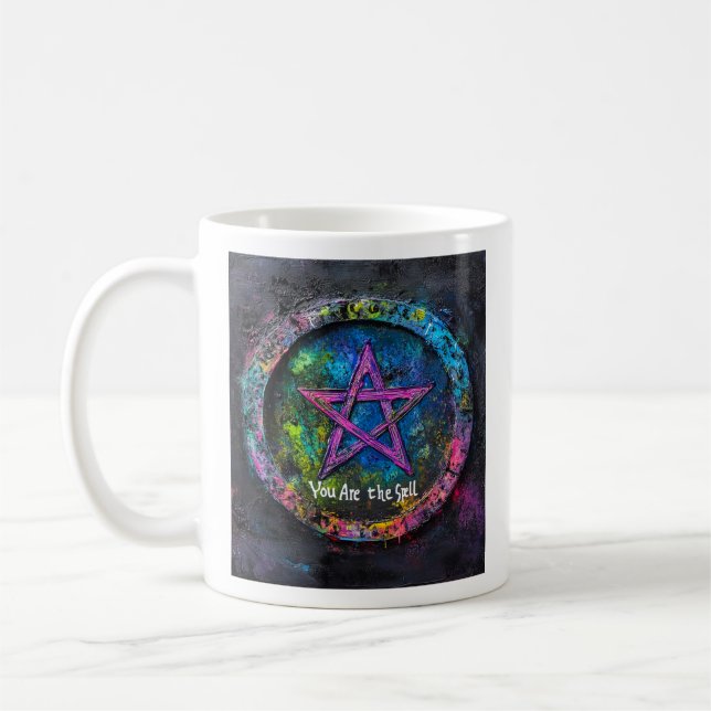 Du är stavad ・ Mystic Sigil Circle Design Kaffemugg (Vänster)